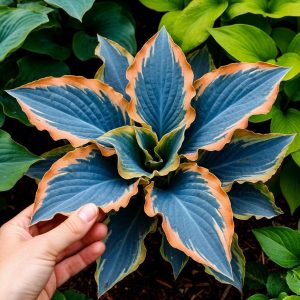 Хоста Океан Вью купить по цене от 960р. в интернет-магазине «Посадика» с доставкой почтой в в Гусеве и по всей России – [изображение №1].